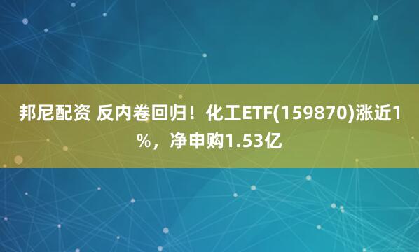 邦尼配资 反内卷回归！化工ETF(159870)涨近1%，净申购1.53亿